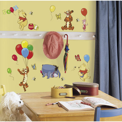 Image of RoomMates Pooh & Friends Peel and Stick Wall Decals - Yellow/Red/Blue