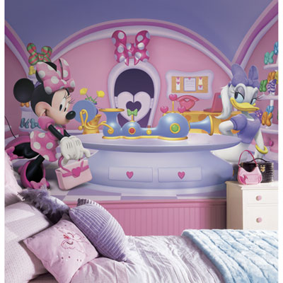 Image of RoomMates Minnie Fashionista XL Wallpaper Mural - Pink/Purple