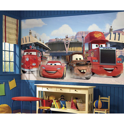 Image of RoomMates Disney∙Pixar Cars Friends to the Finish XL Wallpaper Mural - Red/Blue