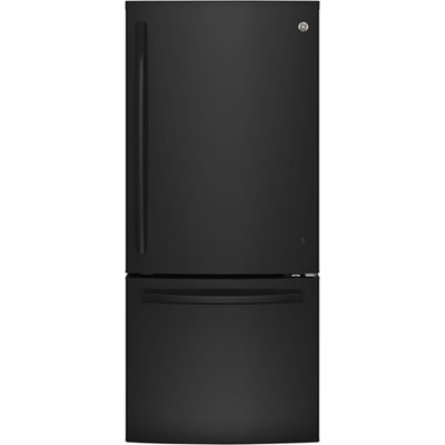 GE 30" 20.9 Cu. Ft. Bottom Freezer Refrigerator with LED Lighting (GBE21AGKBB) - Black