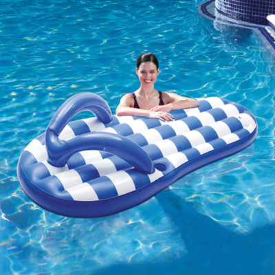Image of Blue Wave Flip Flop Inflatable Pool Float - Blue/White