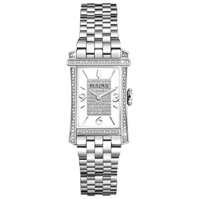 Image of Bulova Diamonds 20mm Women's Analog Dress Watch with Hand-Set Diamonds - Silver / White