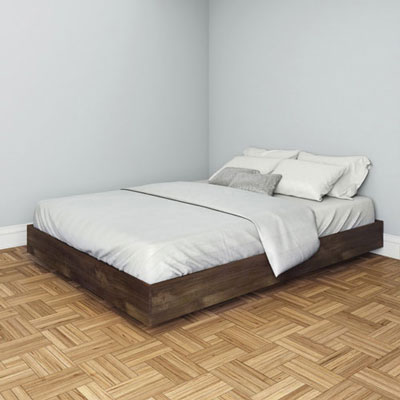 Image of Contemporary Platform Bed Frame - Queen - Truffle Brown