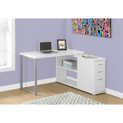 Image of Contemporary L-Shaped Desk - White