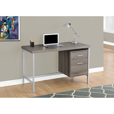 Image of Contemporary Computer Desk - Dark Taupe/Silver