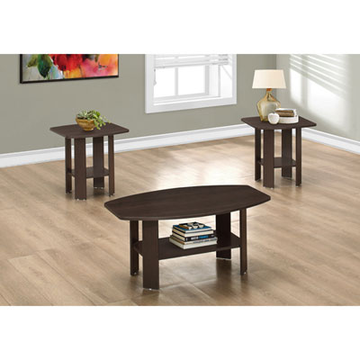 Contemporary 3-Piece Table Set - Cappuccino