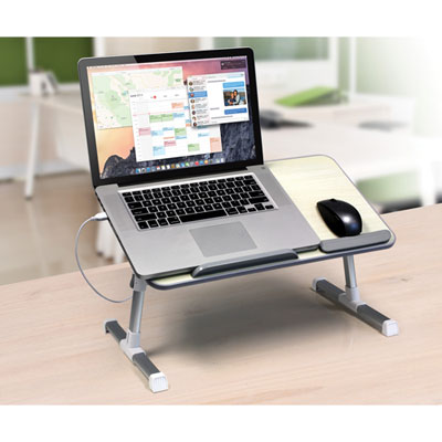 Aluratek Ergonomic Laptop Cooling Table with Fan Fan is quiet which is nice and actually good for a bit of white noise