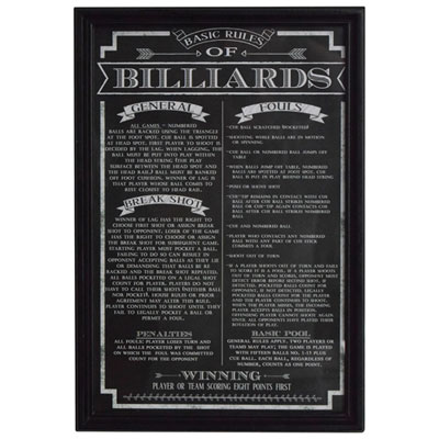 Image of Hathaway Billiard Game Rules (BG2029BL) - Black