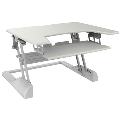 Image of Contemporary Sit-Stand Desktop Workstation Stand - White