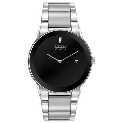 Image of Citizen Axiom Eco-Drive Watch 40mm Men's Watch - Silver-Tone Case, Bracelet & Black Dial