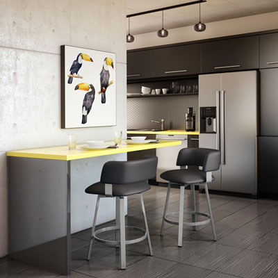 Stinson Contemporary Bar Height Barstool - Magnetite/Ink