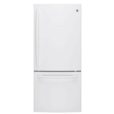 GE 30" 20.9 Cu. Ft. Bottom Mount Freezer Refrigerator with LED Lighting (GBE21AGKWW) -White-Open Box - Perfect Condition