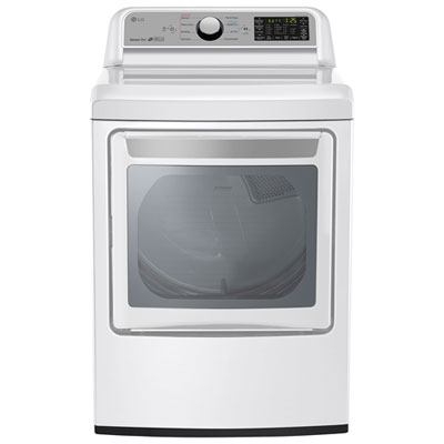 LG 7.3 Cu. Ft. Electric Dryer with Moisture Sensing, Steam, Energy Star & SmartDiagnosis (DLEX7200W) - White