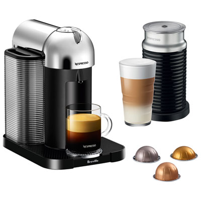 Image of Nespresso Vertuo Coffee & Espresso Machine by Breville with Aeroccino Milk Frother - Chrome
