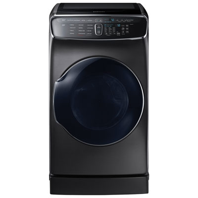 Samsung 7.5 Cu. Ft. Large Capacity Electric Dryer with Moisture Sensing, Steam, Energy Star & Wi-Fi (DVE60M9900V) - Black Stainless Steel