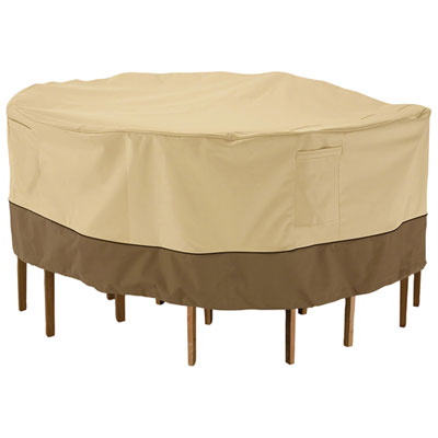 Image of Classic Accessories Veranda Water Resistant Round Table Cover - 94   x 23   x 94   - Beige