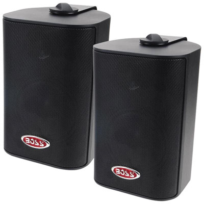 Boss Audio MR4.3B 200-Watt Indoor/Outdoor Weatherproof 3-Way Speaker System - Black - Pair Had these speakers for a few weeks and their sound is fantastic for a small 8&quot; speaker, would strongly recommend if you want a small speaker with a big sound!