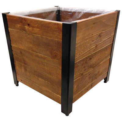 Image of Grapevine Square Urban Garden Recycled Wood Planter Box - Brown
