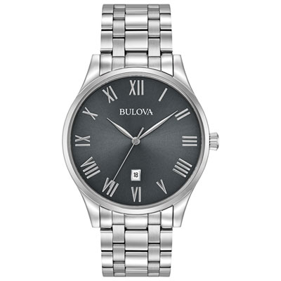 Image of Bulova Classic Quartz Watch 40mm Men's Watch - Silver-Tone Case, Bracelet & Grey Dial
