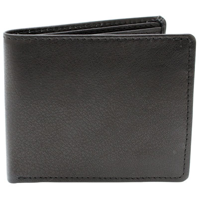 Image of Ashlin Julian Slim Double Bi-Fold Leather Wallet - Black
