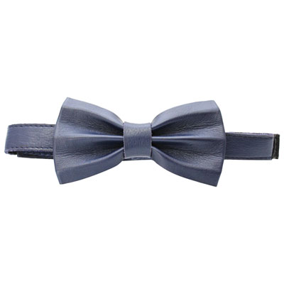 Ashlin Bobby Slim Neck Leather Bow Tie - Navy