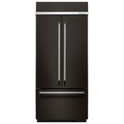 KitchenAid 37" 20.8 Cu. Ft. Built-in French Door Refrigerator (KBFN506EBS) - Black Stainless Steel As it is open to the dining and living rooms, the panels make a huge difference