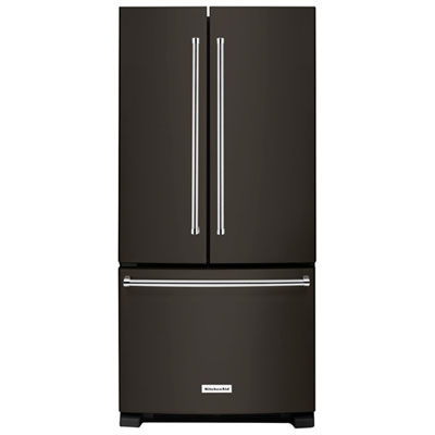 KitchenAid 33" 22.1 Cu. Ft. French Door Refrigerator (KRFF302EBS) - Black Stainless Steel So far we are very pleased with this refrigerator