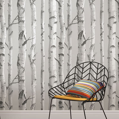Image of NuWallpaper Mountain Birch Grey Peel and Stick Wallpaper