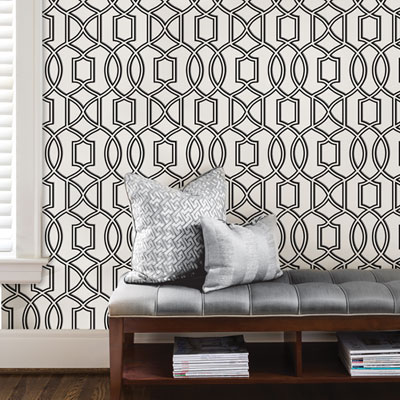 Image of NuWallpaper Uptown Trellis Peel & Stick Wallpaper - Black/White