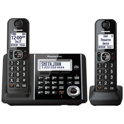Image of Panasonic 2-Handset DECT 6.0 Cordless Phone with Answering Machine (KXTGF342B)
