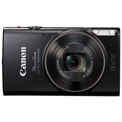 Open Box - Canon PowerShot ELPH 360 HS WiFi 20.2MP 12x Optical Zoom Digital Camera - Black