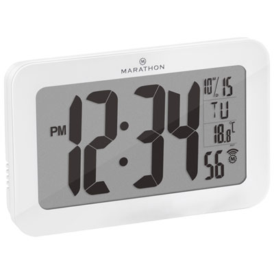 Image of Marathon Atomic Digital Wall Clock - White