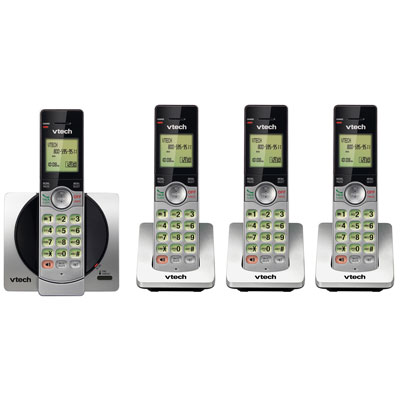 Image of VTech 4-Handset DECT 6.0 Cordless Phone With Caller ID (CS6919-4) - Silver