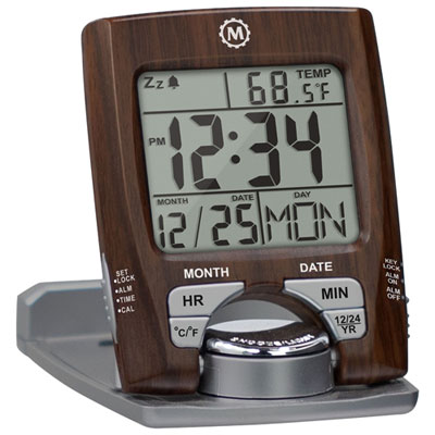 Image of Marathon Digital Square Travel Alarm Clock - Wood