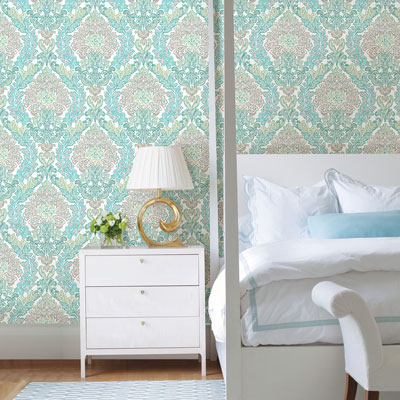 A Street Prints Mirabelle Fontaine Damask Wallpaper Teal Best