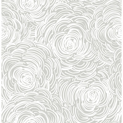 Image of A-Street Prints Eclipse Celestial Floral Wallpaper - Grey