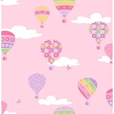 Image of Brewster You Are My Sunshine Hot Air Balloons Wallpaper - Pink