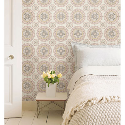 A Street Prints Kismet Boho Medallion Wallpaper Gemma Light Pink