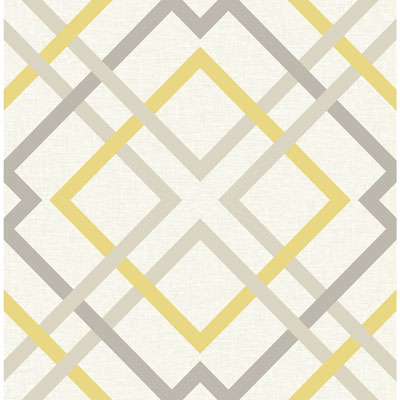 A-Street Prints Geometrie Saltire Lattice Wallpaper - Yellow