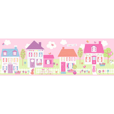 Image of Brewster You Are My Sunshine Happy Street Village Border - Pink