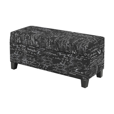 Image of Contemporary Polyster Storage Ottoman - Black