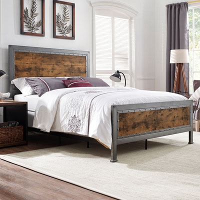 Winmoor Home Rustic Country Bed Frame (BCQAWRW) - Queen - Brown