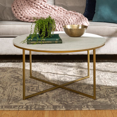 Contemporary Coffee Table with X Base - Gold Good table, not the best quality