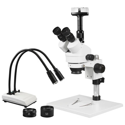 Image of Walter Products 3.5x - 90x Trinocular Stereo Microscope w/ LED Gooseneck Dual Light (WP1AFZIHL205N)