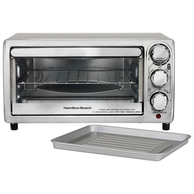 Hamilton Beach 4-Slice Toaster Oven - 0.39 cu.ft./11L - Stainless steel Sleek, stainless steel toaster oven