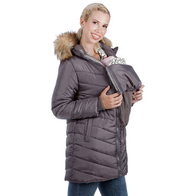 Image of Modern Eternity Lexie Quilted Maternity Puffer Coat - X-Small - Grey