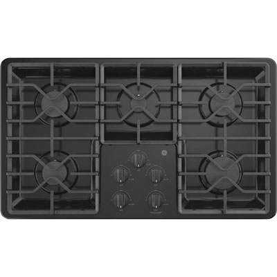 GE 36" 5-Burner Gas Cooktop (JGP3036DLBB) - Black on Black The best cooktop