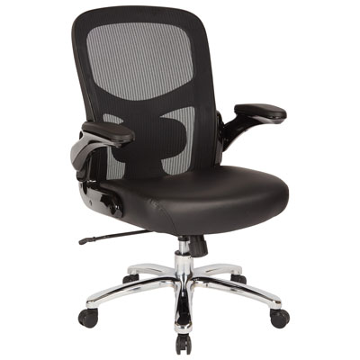 Image of Pro Line II Big and Tall Bonded Ergonomic Mid-Back Leather Executive Chair - Black