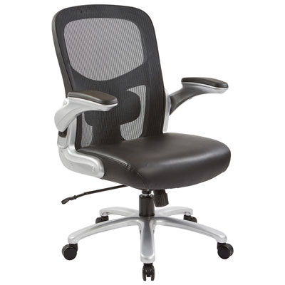 Image of Pro Line II Big and Tall Bonded Ergonomic Mid-Back Leather Executive Chair - Black/Silver