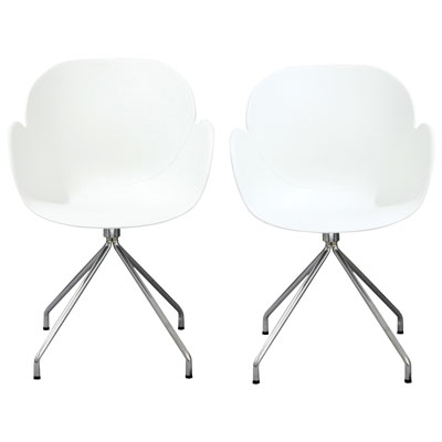 My Home My Living Contemporary Dining Arm Chair - Set of 2 - White/Chrome